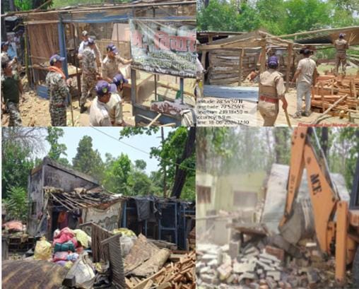 *उधमसिंहनगर” वन विभाग ने नेपाल बॉर्डर के पास बनी अवैध बस्ती को किया ध्वस्त, अतिक्रमण करने वालों को दी थी वन विभाग ने चेतावनी।*