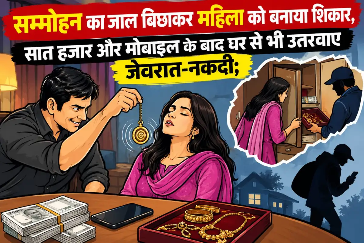 सम्मोहन का जाल बिछाकर महिला को बनाया शिकार, सात हजार और मोबाइल के बाद घर से भी उतरवाए जेवरात-नकदी