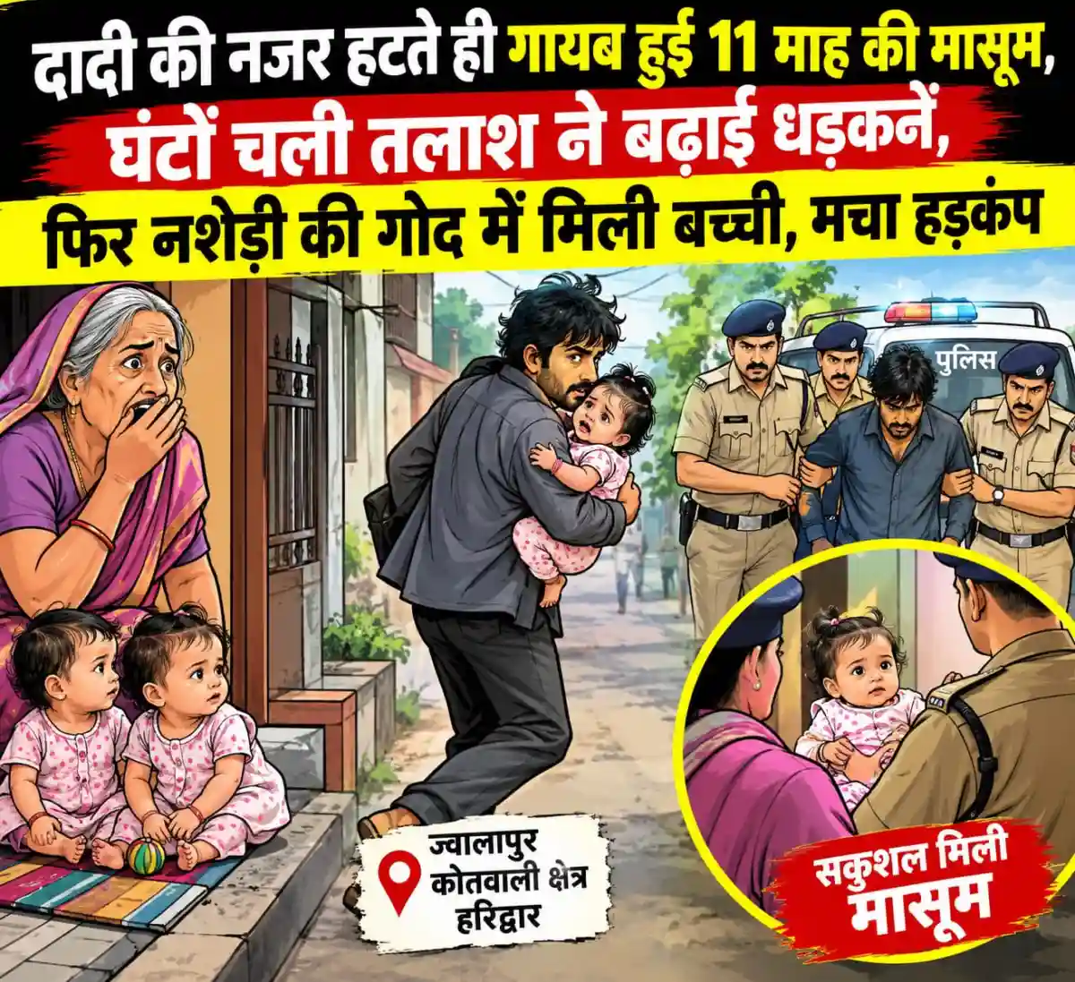 दादी की नजर हटते ही गायब हुई 11 माह की मासूम, घंटों चली तलाश ने बढ़ाई धड़कनें, फिर…